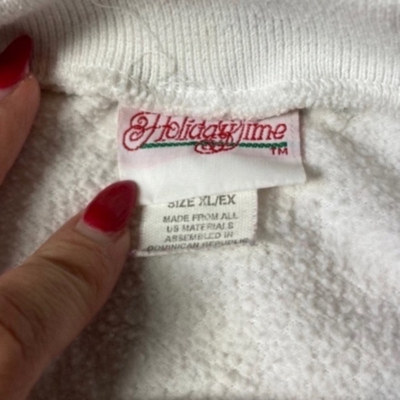 Vintage 90s Holiday Time Santa Ugly Christmas Wishes Collared Sweatshirt XL - Picture 4 of 5